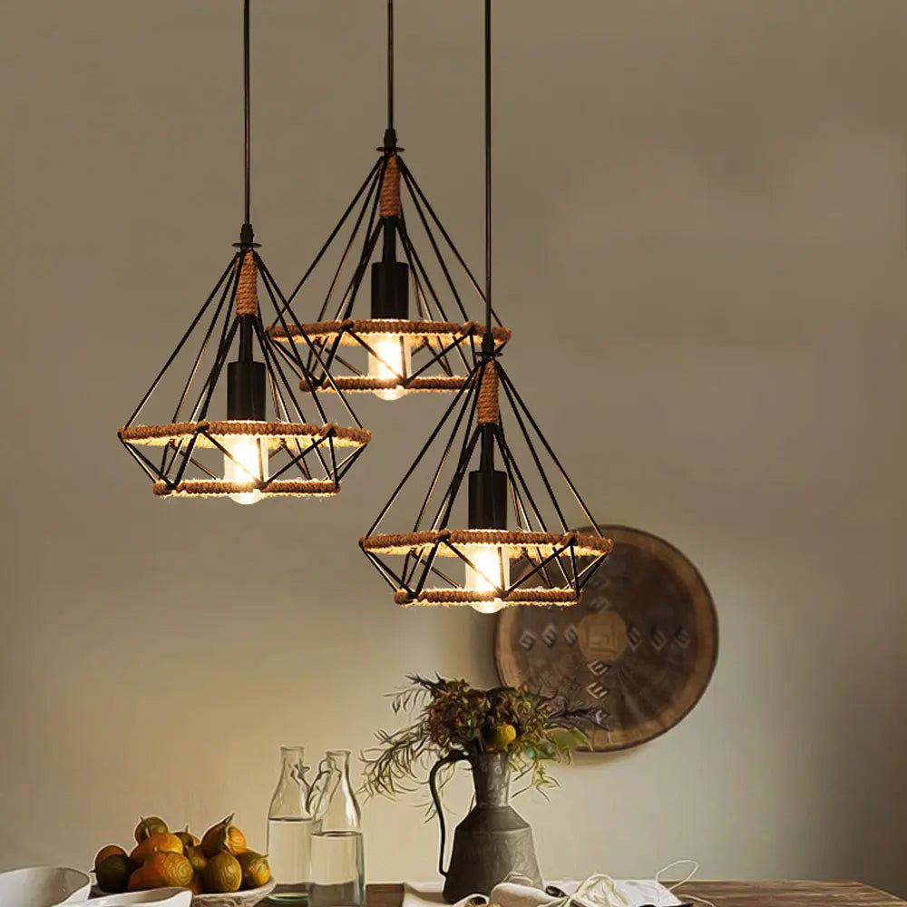 Hanglamp met kooi van touw