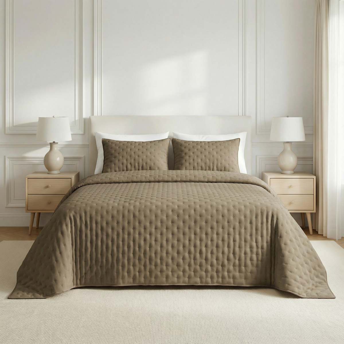 Luxe Premium Gewatteerde Sprei Bruin 280x280 cm – Zacht Aanvoelend