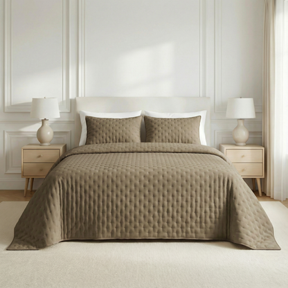 Luxe Premium Gewatteerde Sprei Bruin 280x280 cm – Zacht Aanvoelend