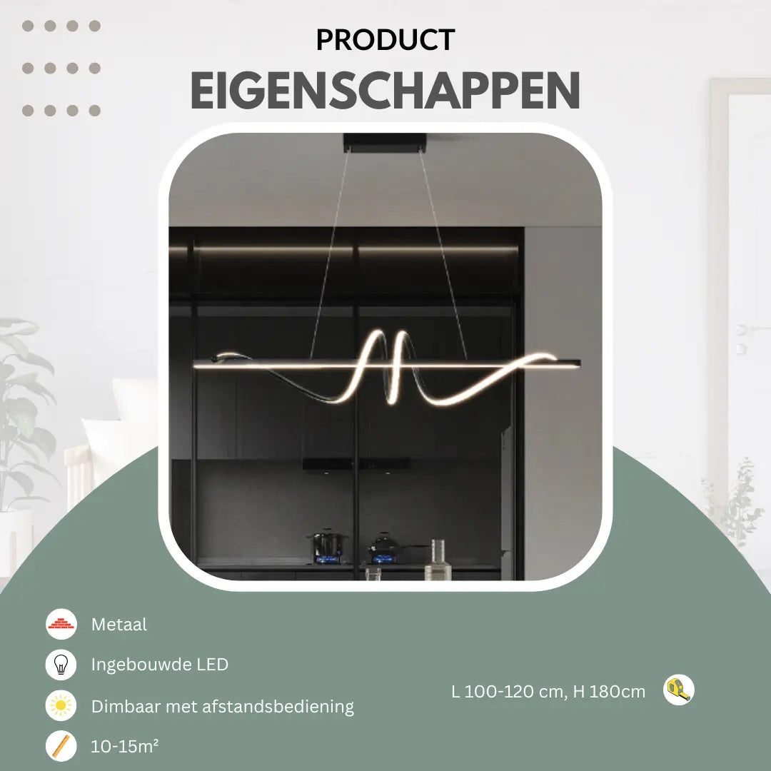 Moderne hanglamp kookeiland met krul | Gnistør