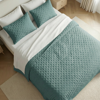 Luxe Premium Gewatteerde Sprei Blauw 280x280 cm – Zacht Aanvoelend