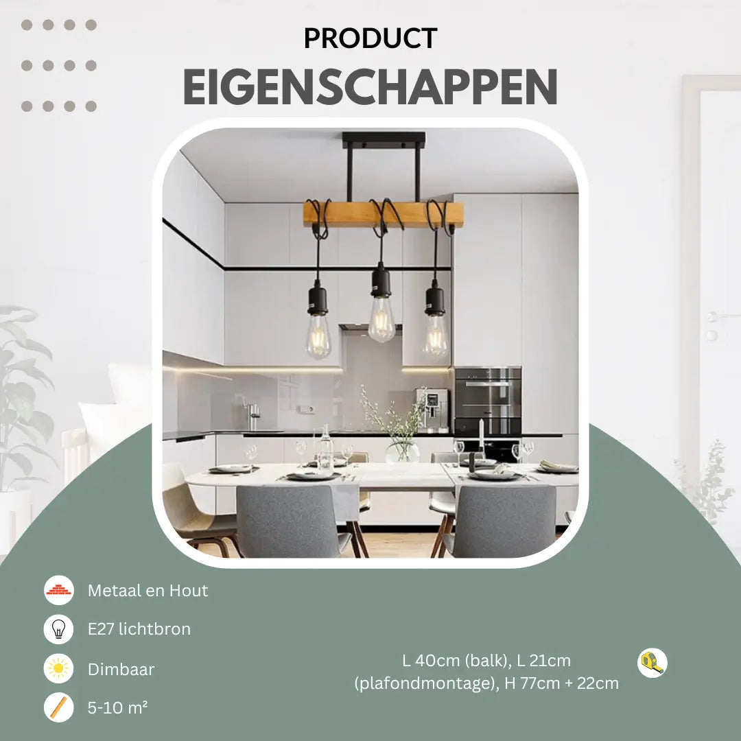 Industriële hanglamp zwart, 3-delig | Luminara