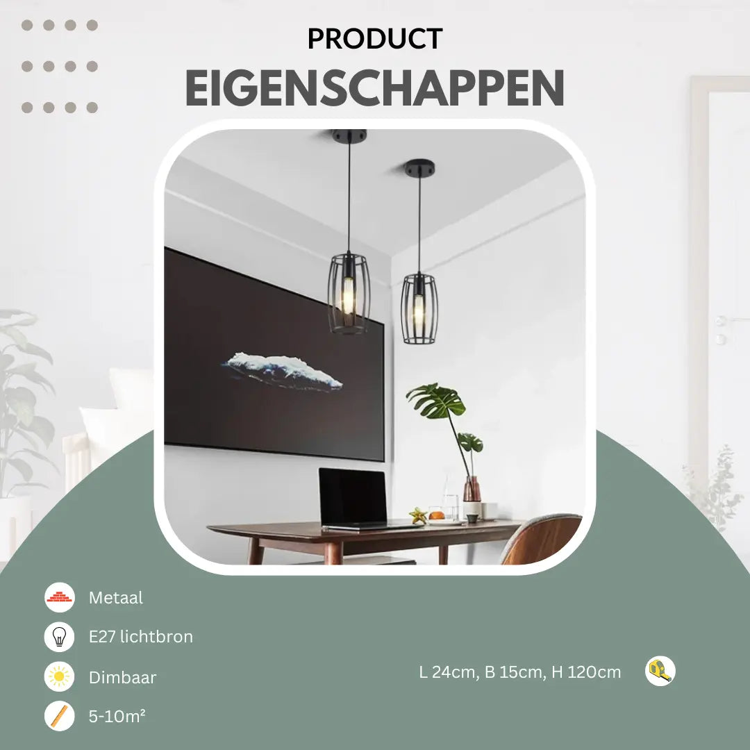 Industriële hanglamp zwart minimalistisch | Luminara