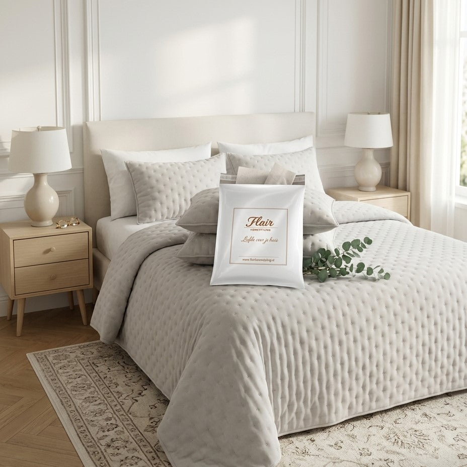 Luxe Premium Gewatteerde Sprei Zilvergrijs 280x280 cm – Zacht Aanvoelend