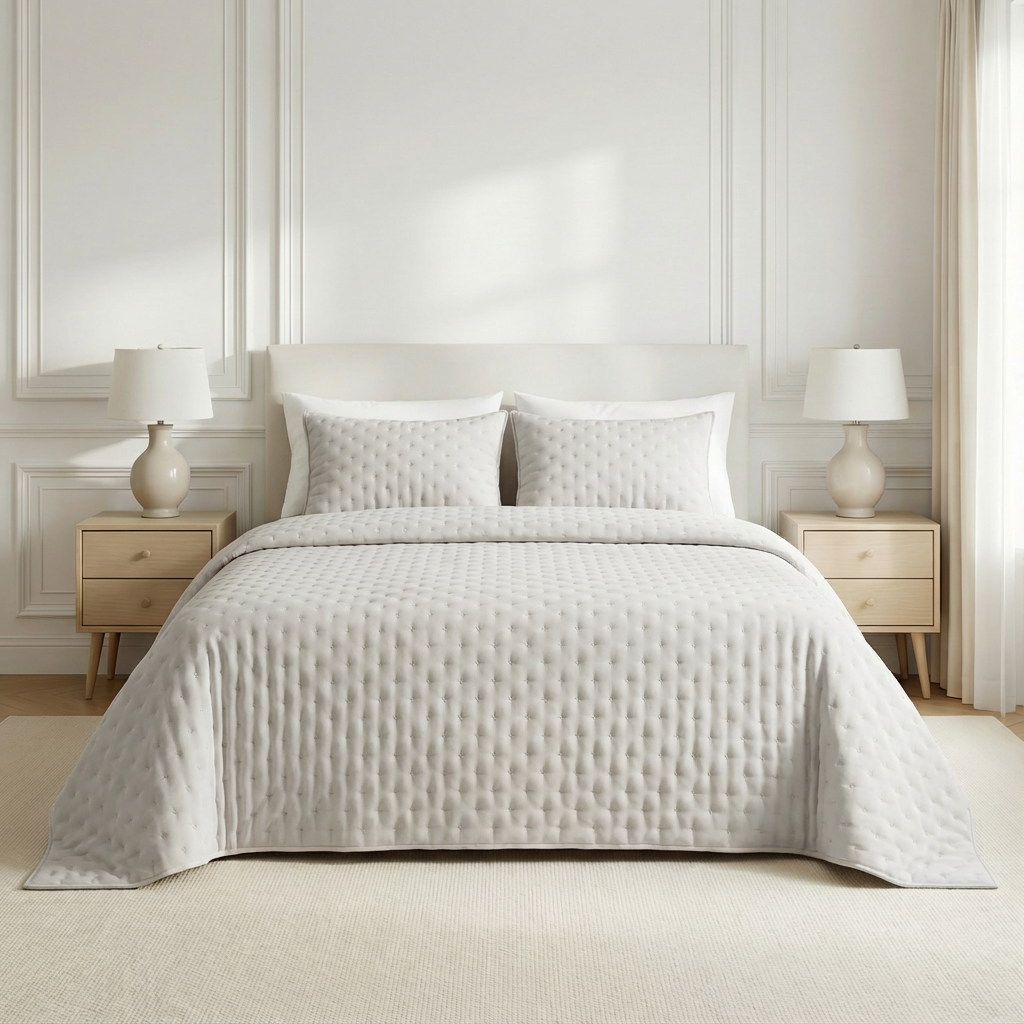 Luxe Premium Gewatteerde Sprei Zilvergrijs 280x280 cm – Zacht Aanvoelend