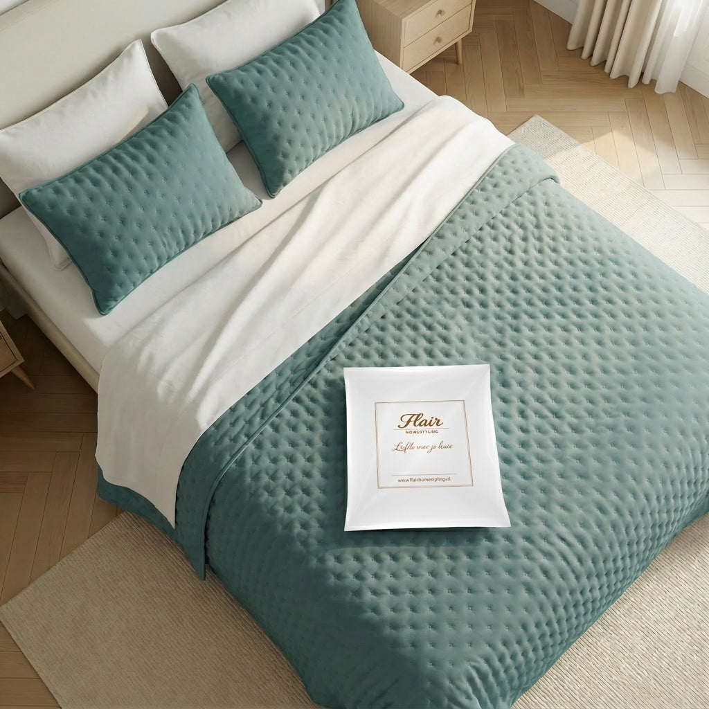 Luxe Premium Gewatteerde Sprei Blauw 280x280 cm – Zacht Aanvoelend