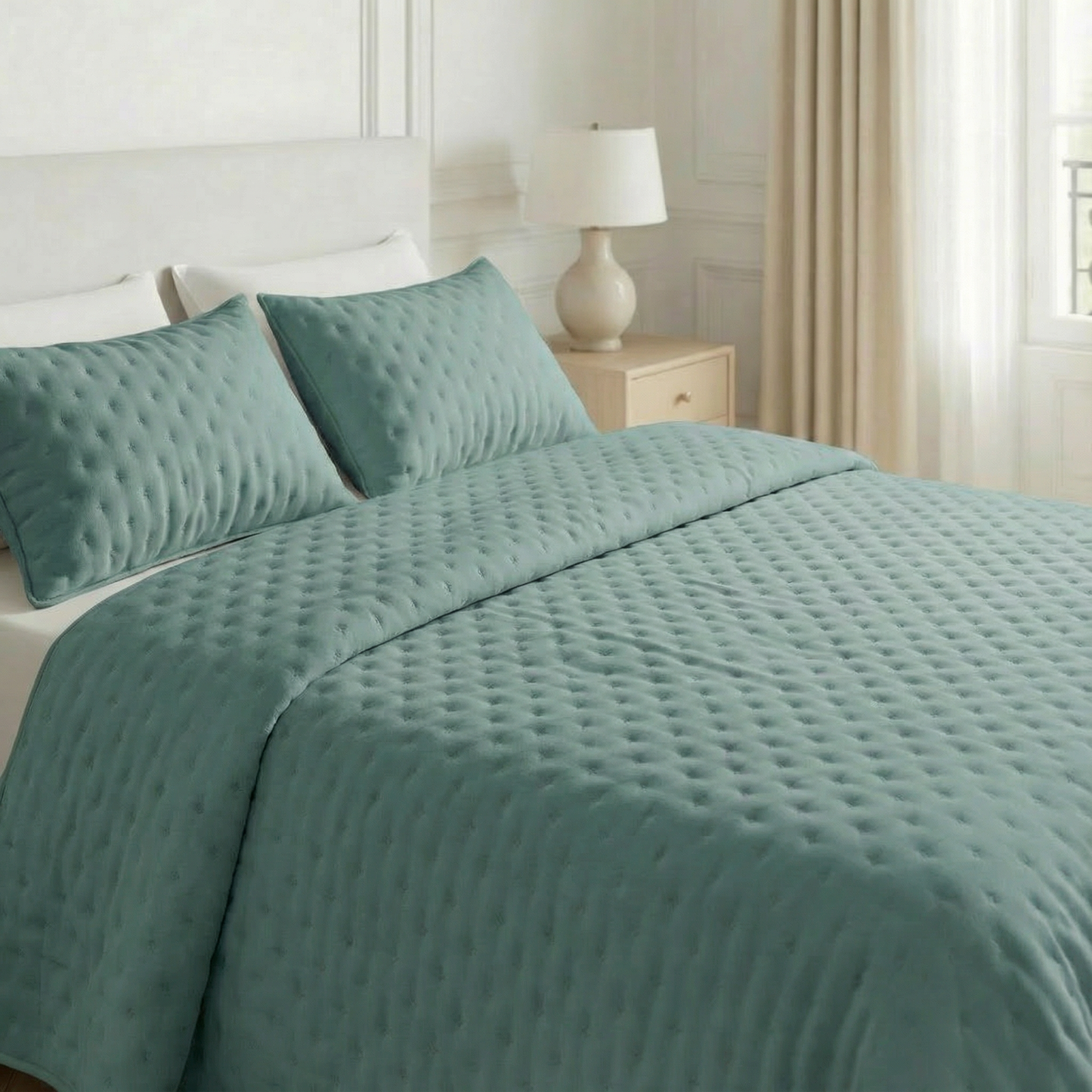 Luxe Premium Gewatteerde Sprei Blauw 280x280 cm – Zacht Aanvoelend