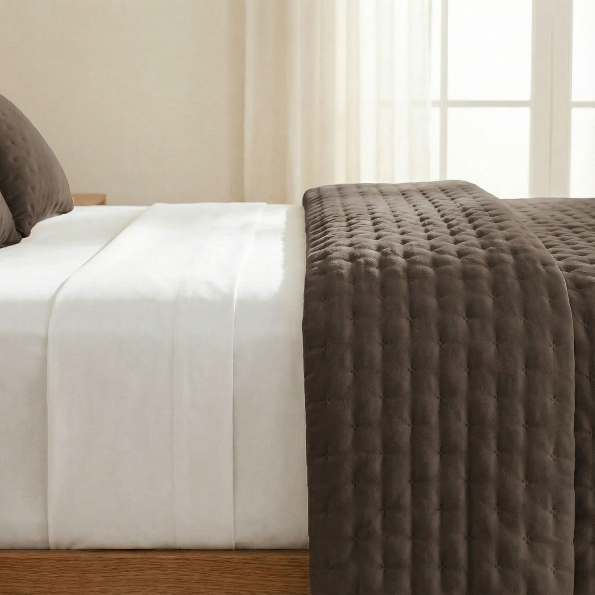 Luxe Premium Gewatteerde Sprei Donkerbruin 280x280 cm – Zacht Aanvoelend