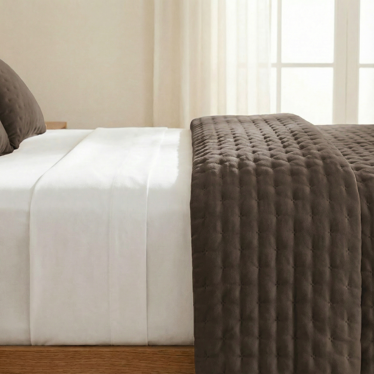 Luxe Premium Gewatteerde Sprei Donkerbruin 280x280 cm – Zacht Aanvoelend