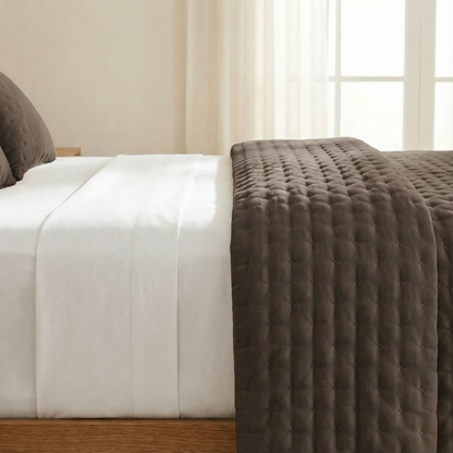 Luxe Premium Gewatteerde Sprei Donkerbruin 280x280 cm – Zacht Aanvoelend