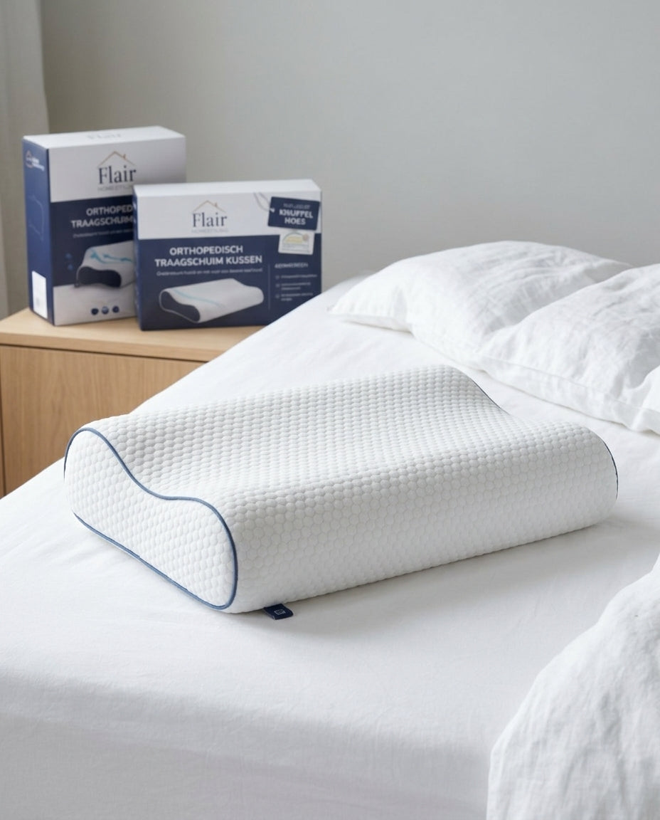 Orthopedisch Traagschuim Hoofdkussen met Ventilatie | Voor Rug-, Zij- en Buikslapers