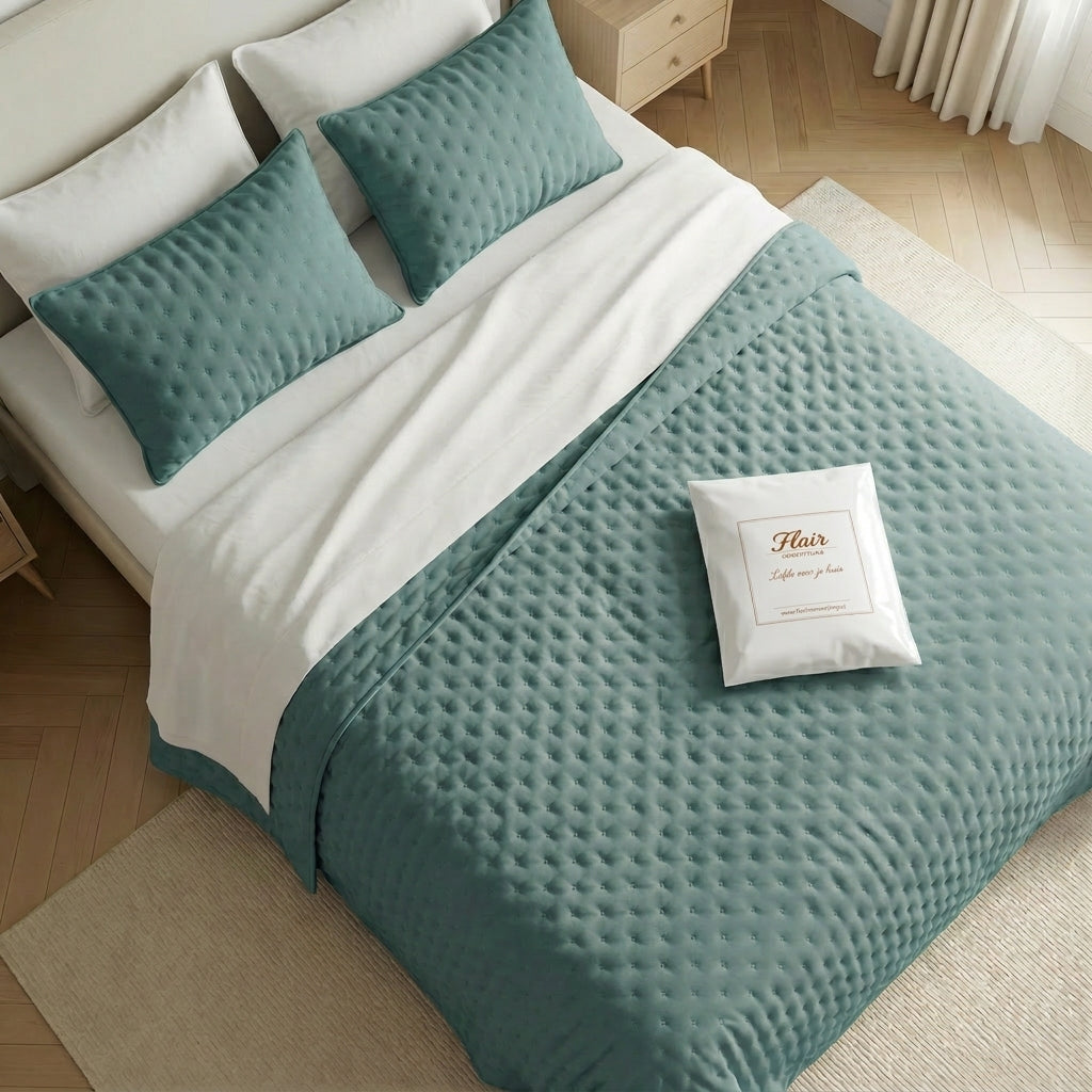 Luxe Premium Gewatteerde Sprei Blauw 280x280 cm – Zacht Aanvoelend