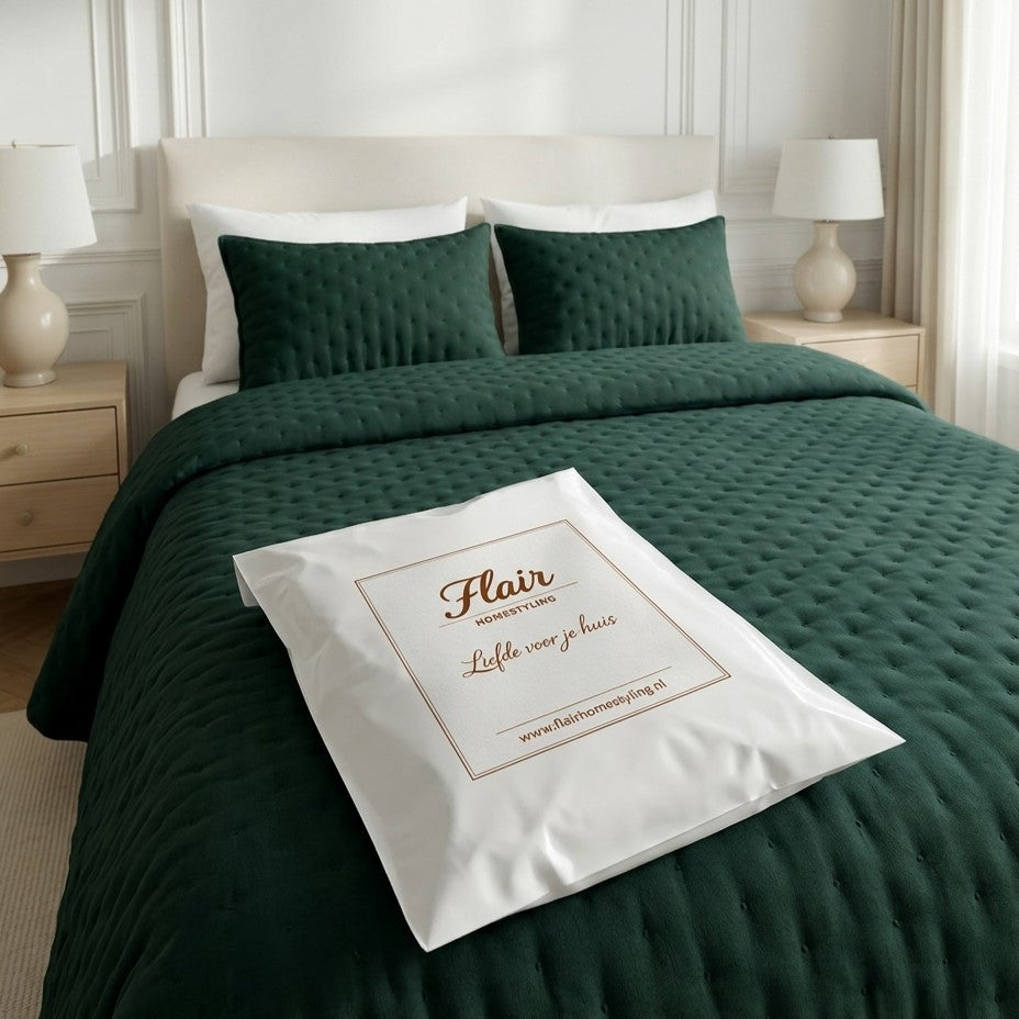 Luxe Premium Gewatteerde Sprei Smaragdblauw 280x280 cm – Zacht Aanvoelend