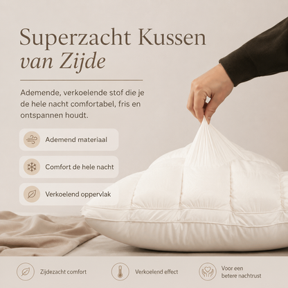 Luxe Cloud Hoofdkussen – Verkoelend, Zijdezacht & Ergonomisch