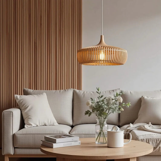 Grote ronde hanglamp hout | Lignum