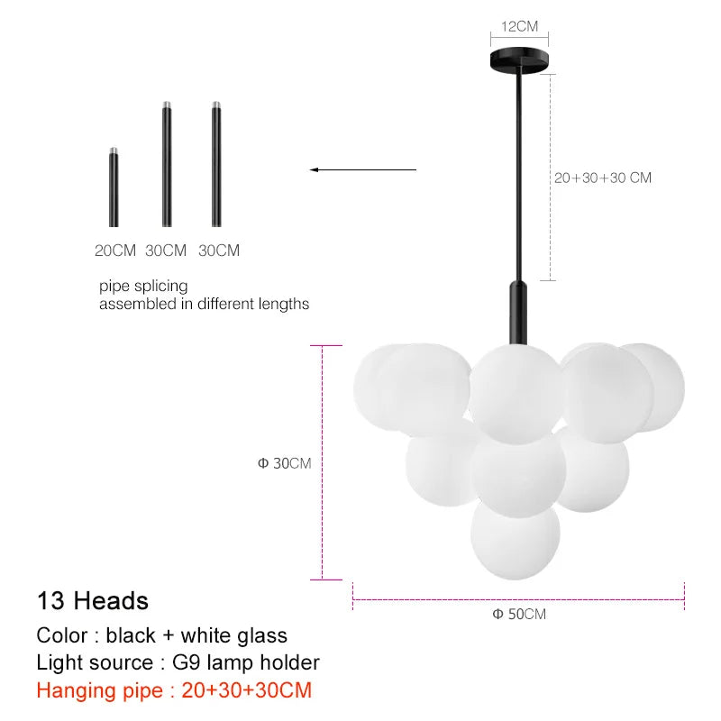 Hanglamp bollen in goud, zilver en zwart 5-delig 13-delig | Convexum