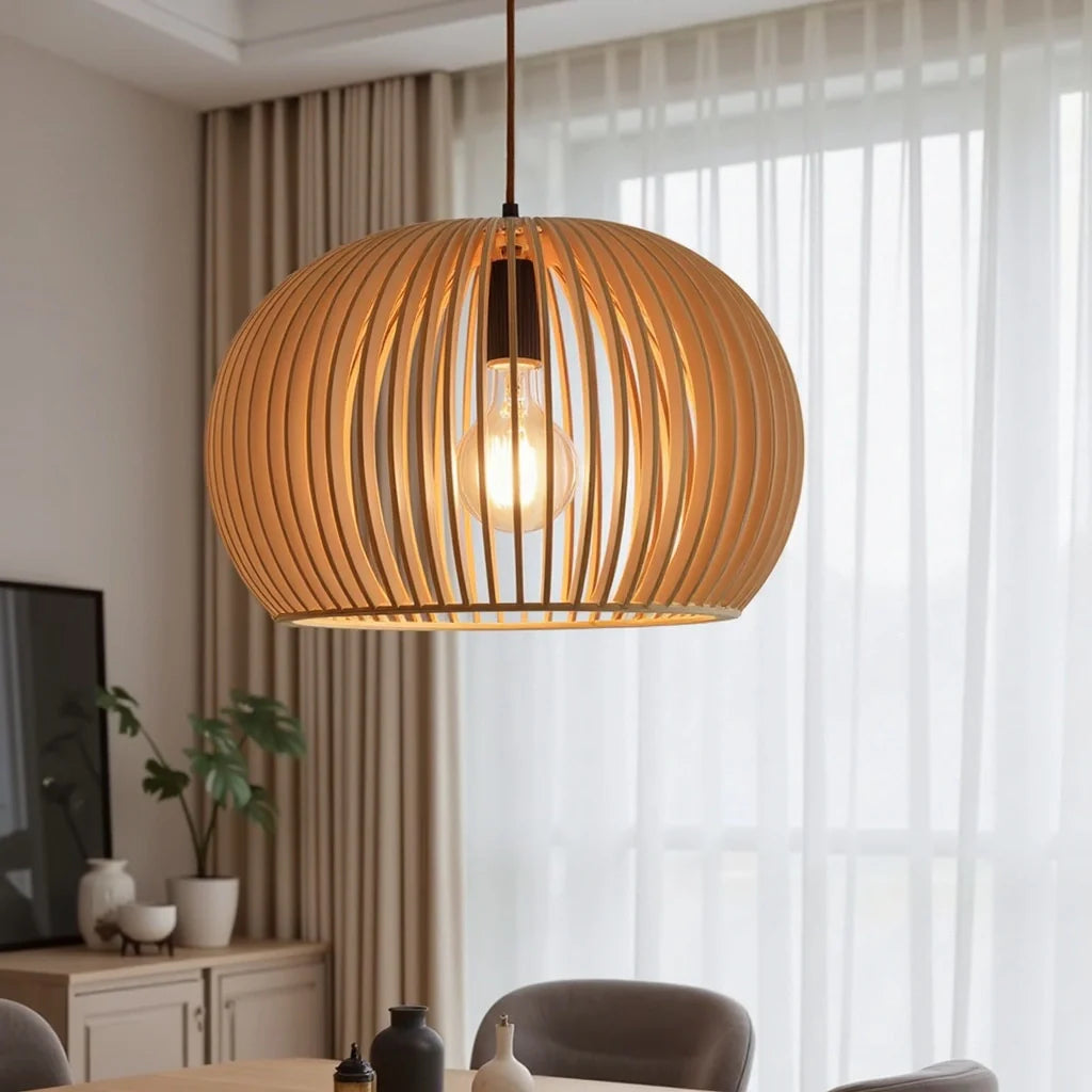 Houten hanglamp Ø33cm Ø45cm bolvormig | Lignum