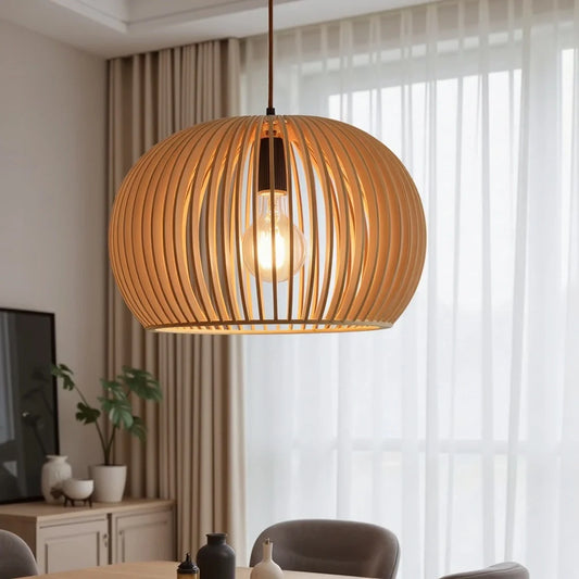 Houten hanglamp Ø33cm Ø45cm bolvormig | Lignum