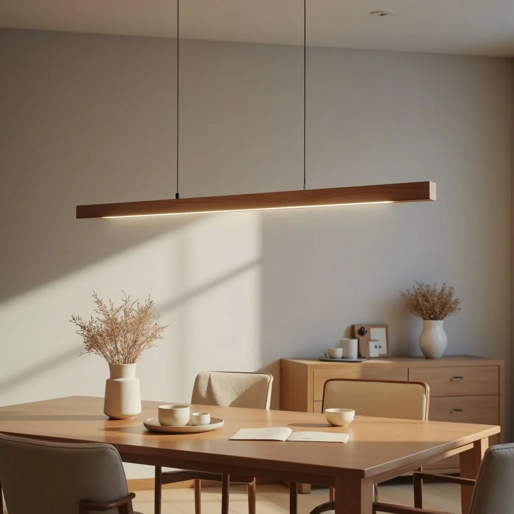 Houten hanglamp eettafel, langwerpig | Federica