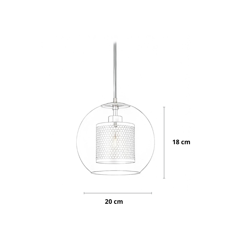 Industriële hanglamp glas, brons en zilver | Spatium
