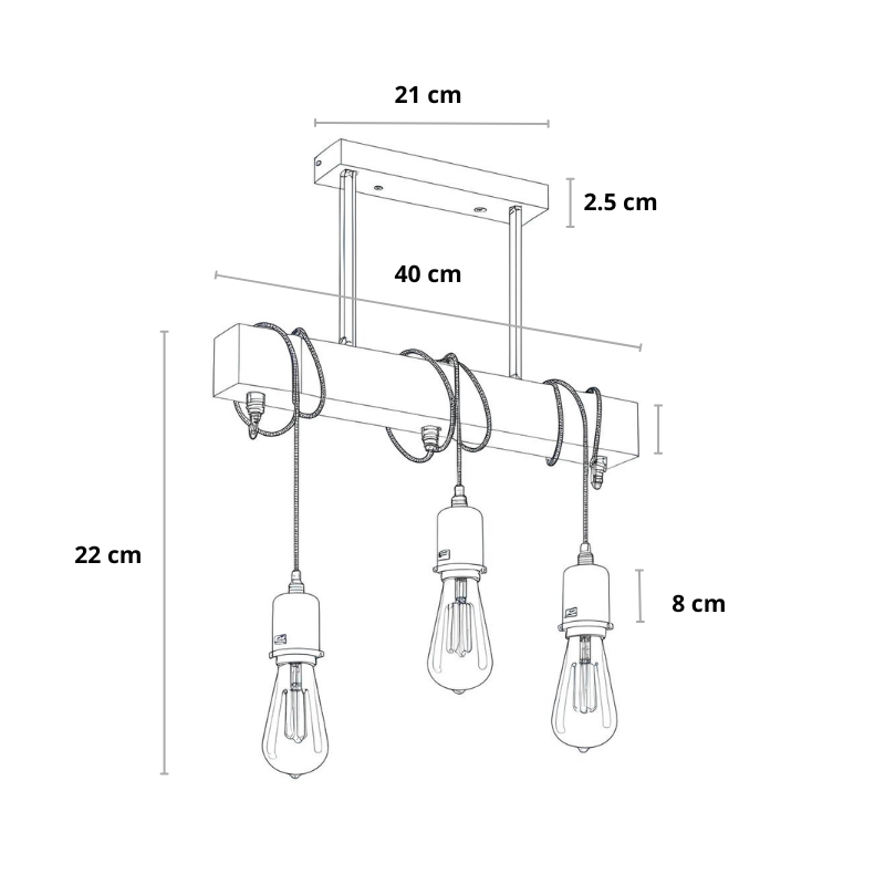 Industriële hanglamp zwart, 3-delig | Luminara