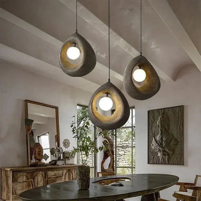 Wabi Sabi hanglamp met maanbol | Japandi