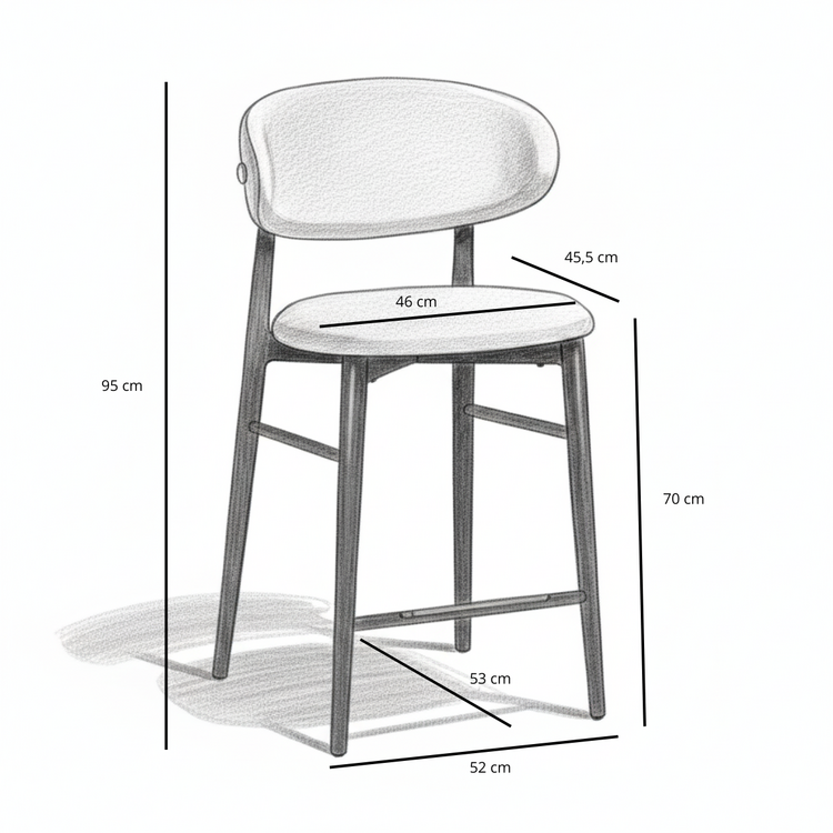 Barkruk Lara linnen off white 70 cm