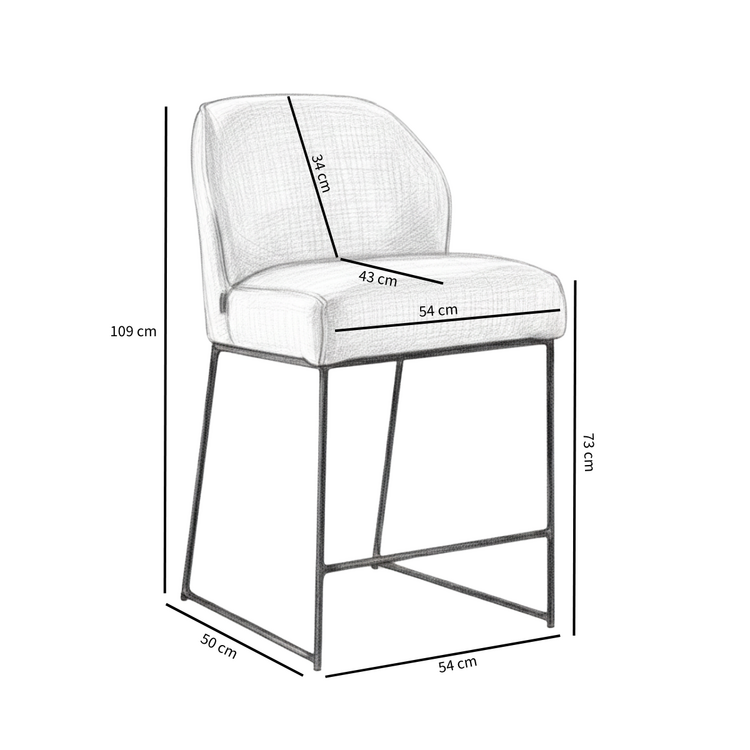 Barkruk Momo chenille koper 73 cm