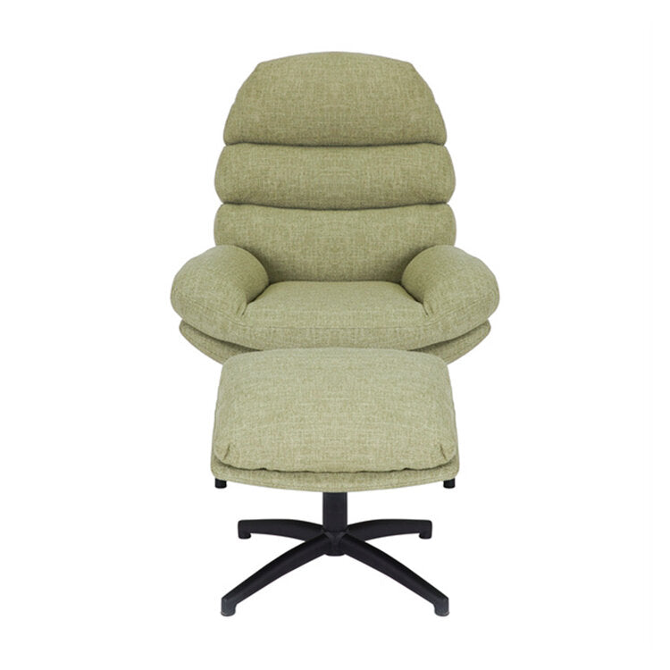 Draaifauteuil met hocker Palma linnen olijfgroen