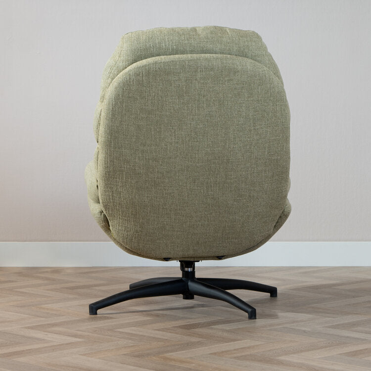 Draaifauteuil met hocker Palma linnen olijfgroen