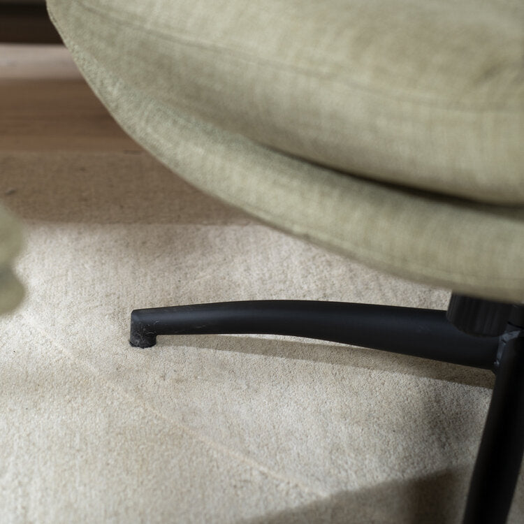 Draaifauteuil met hocker Palma linnen olijfgroen