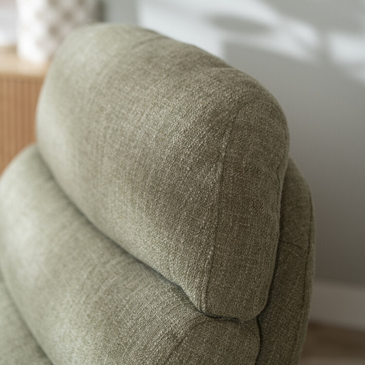 Draaifauteuil met hocker Palma linnen olijfgroen