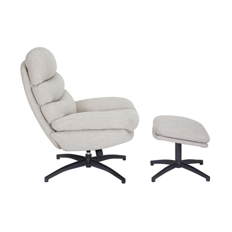 Draaifauteuil met hocker Palma linnen taupe