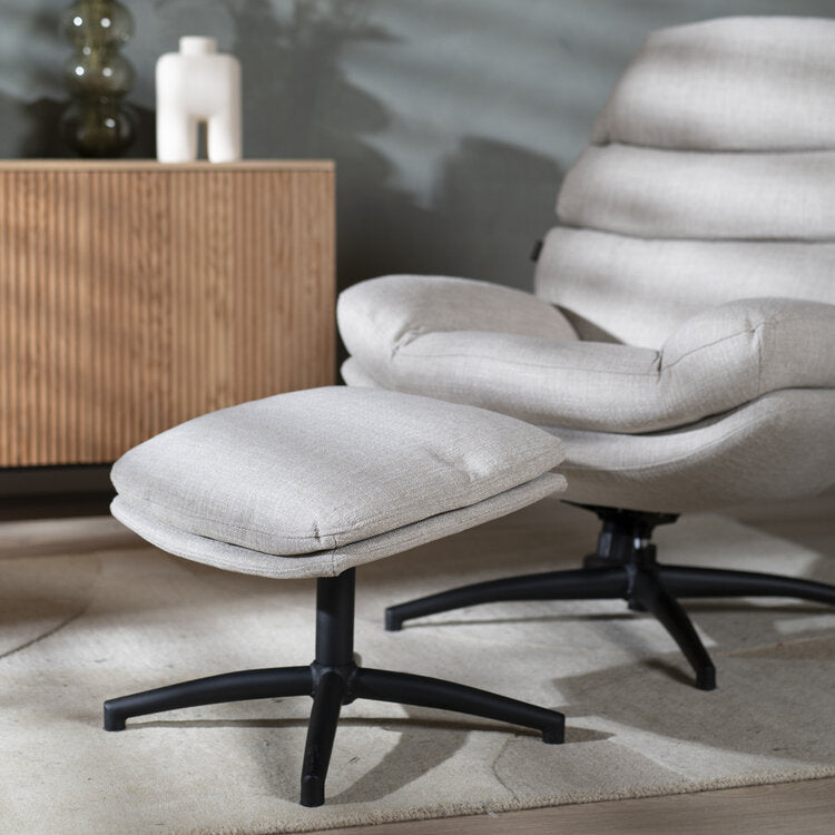 Draaifauteuil met hocker Palma linnen taupe