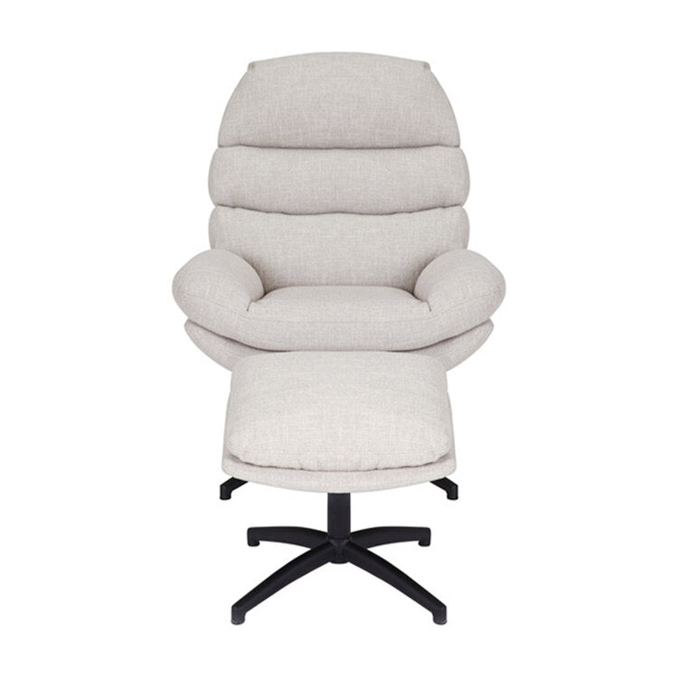 Draaifauteuil met hocker Palma linnen taupe