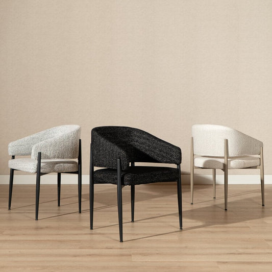 Eetkamerstoel Armin gemêleerde stof beige