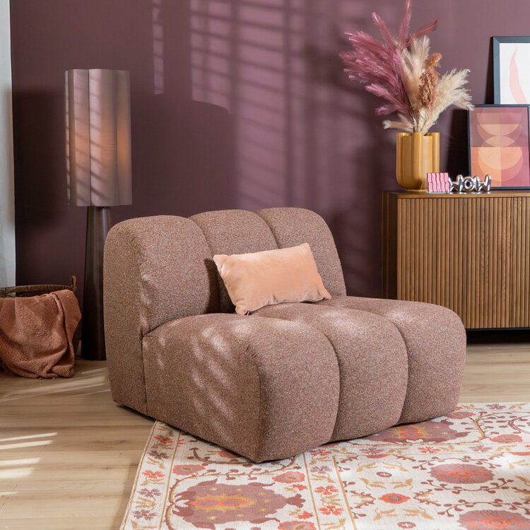 Fauteuil Luca bouclé rood/roze
