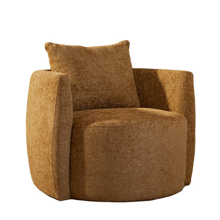 Fauteuil Ruby chenille stof okergeel