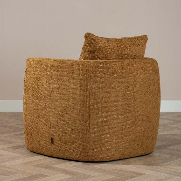 Fauteuil Ruby chenille stof okergeel