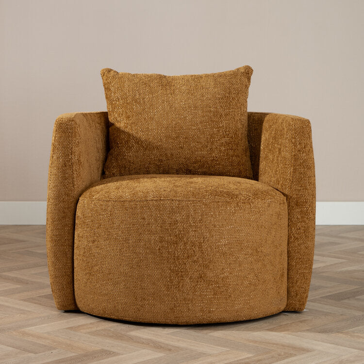 Fauteuil Ruby chenille stof okergeel