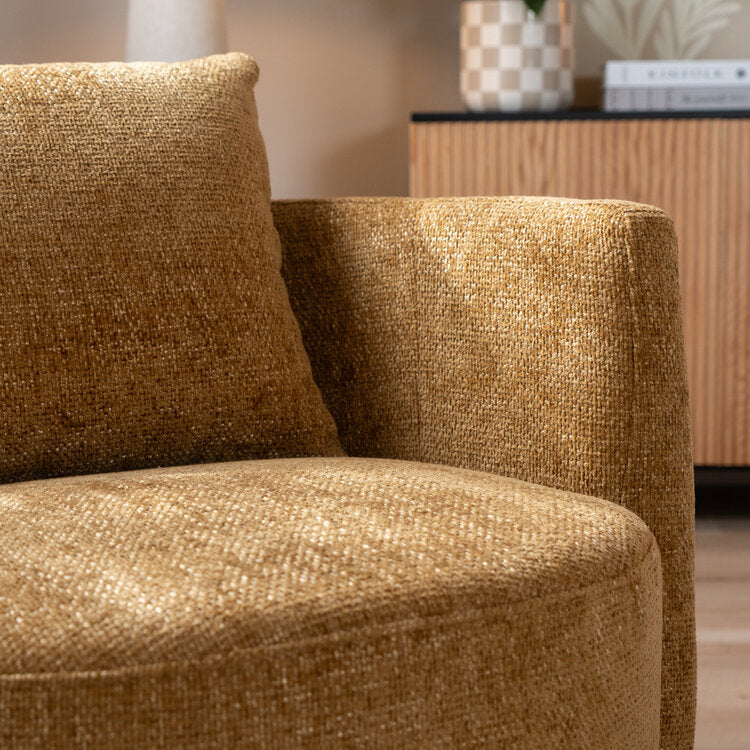 Fauteuil Ruby chenille stof okergeel