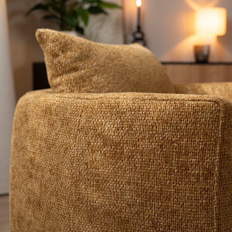 Fauteuil Ruby chenille stof okergeel