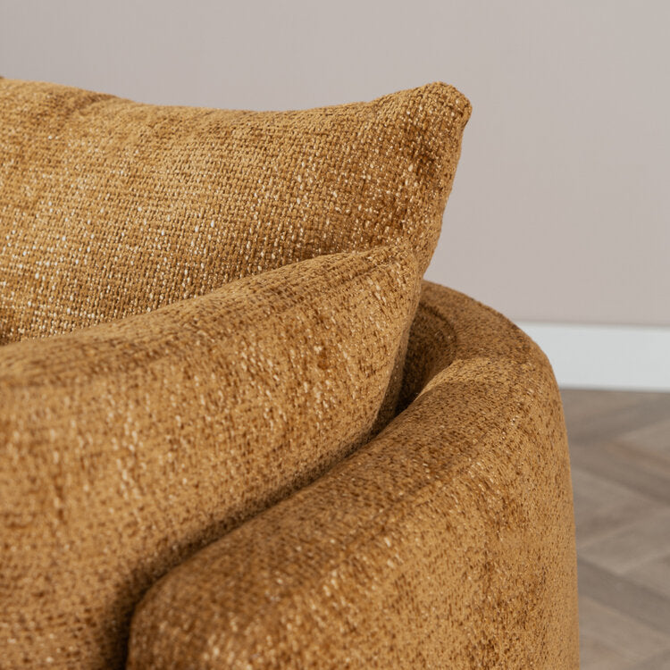 Fauteuil Ruby chenille stof okergeel