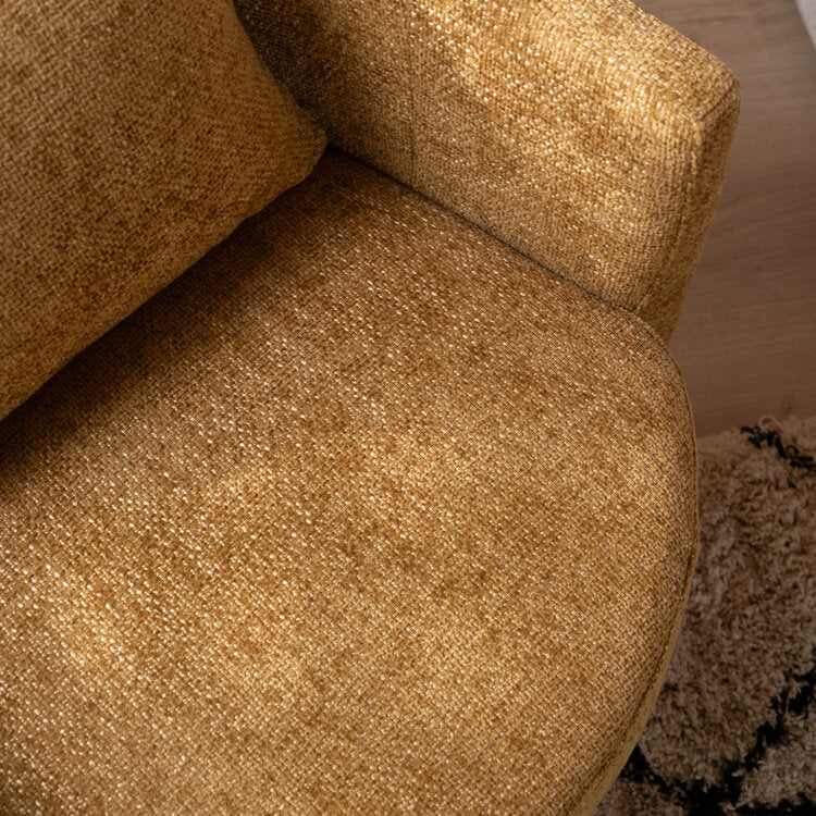 Fauteuil Ruby chenille stof okergeel