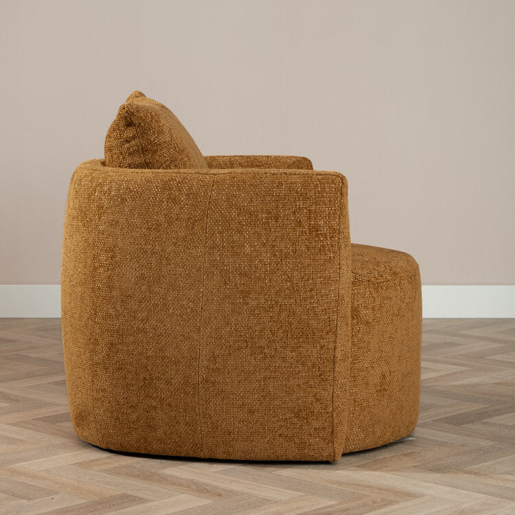 Fauteuil Ruby chenille stof okergeel