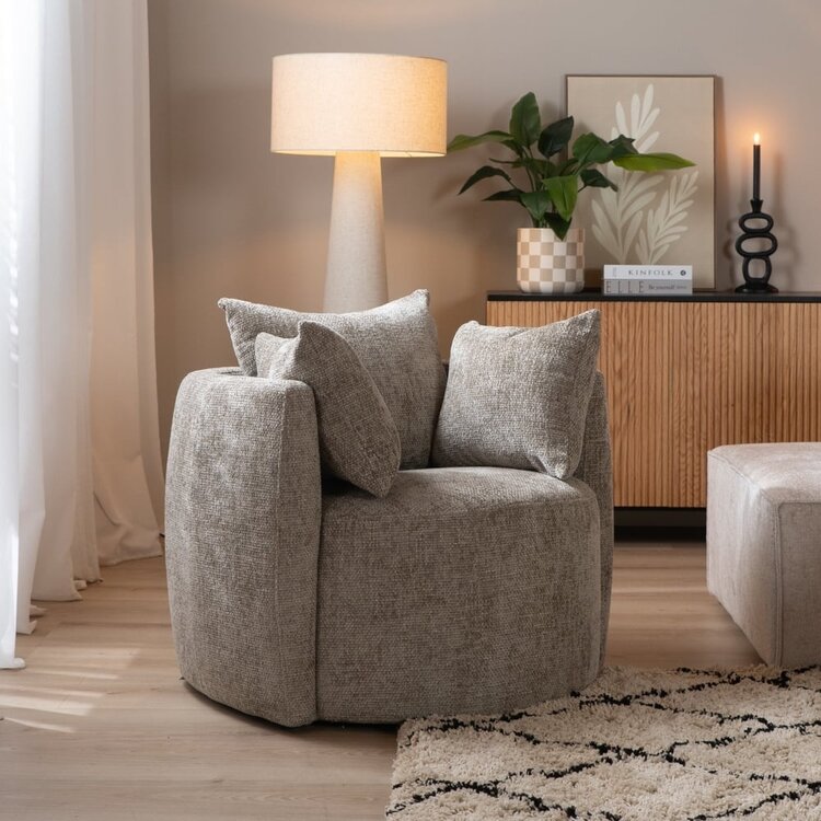 Fauteuil Ruby chenille stof taupe