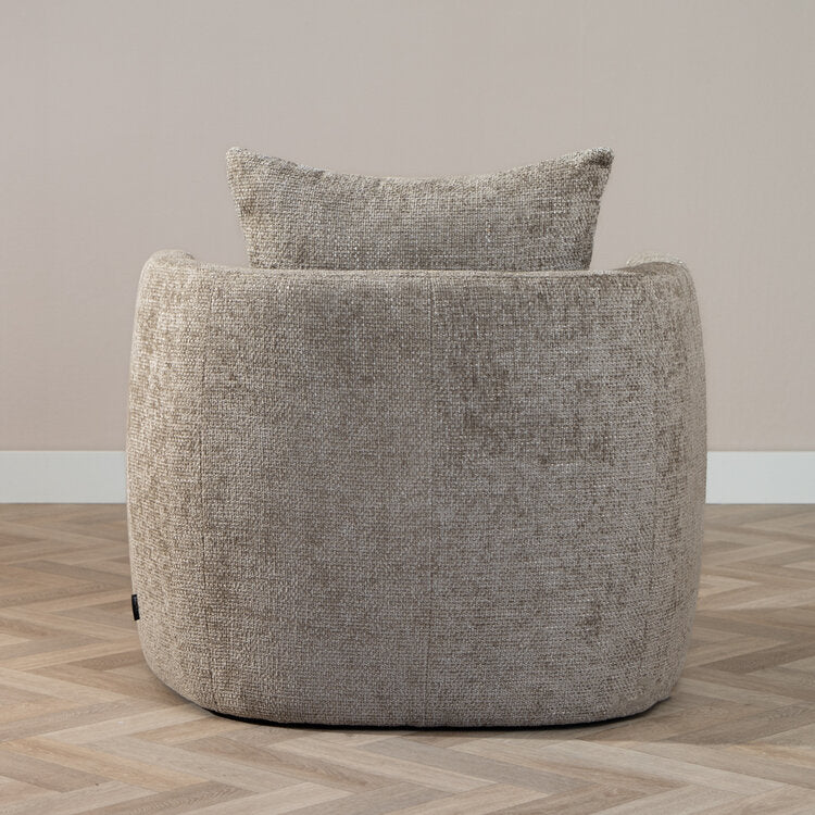 Fauteuil Ruby chenille stof taupe