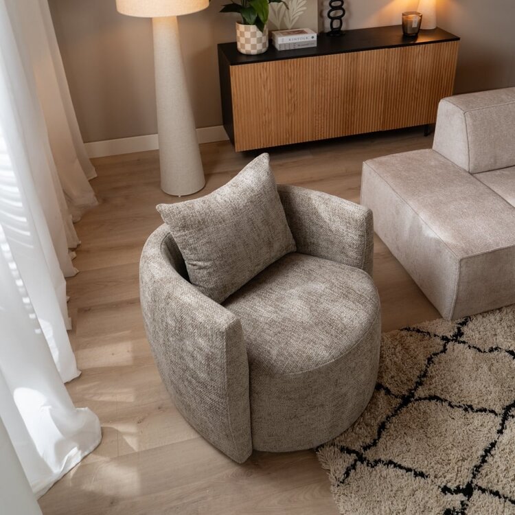 Fauteuil Ruby chenille stof taupe