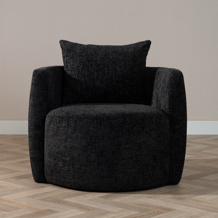 Fauteuil Ruby chenille stof zwart