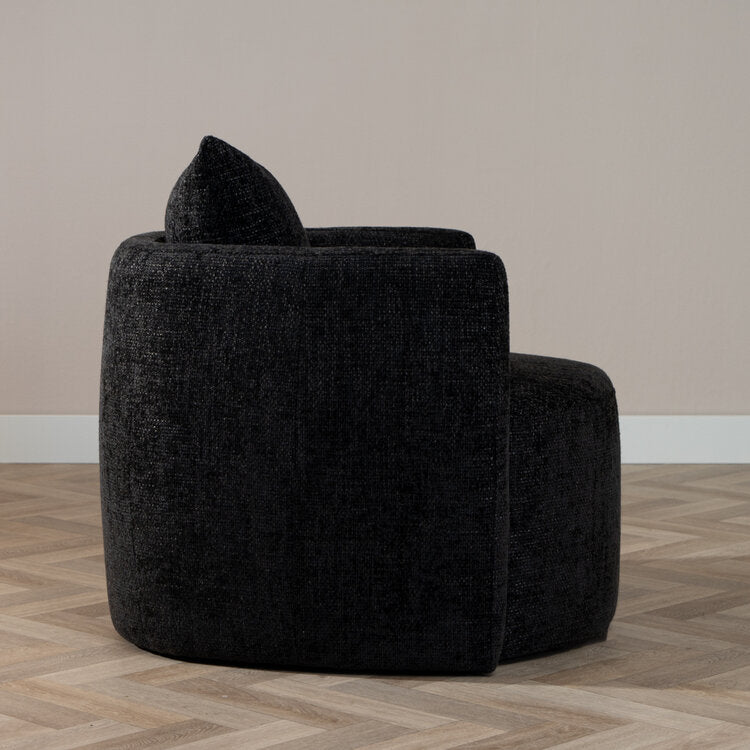 Fauteuil Ruby chenille stof zwart